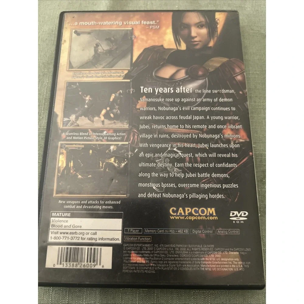 Capcom‎ Onimusha 2 Samurai's Destiny PS2 NTSC Black Label Action Adventure Game